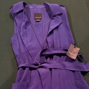 Blue Sleeveless Trench Coat Dress